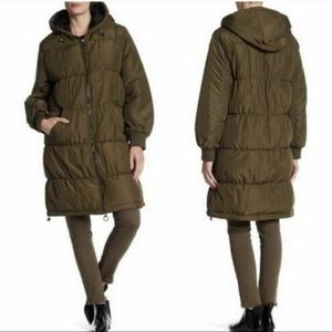 Topshop Olive Padded Puffer Coat